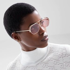 Fendi o‘lock hexagon metal frame sunglasses